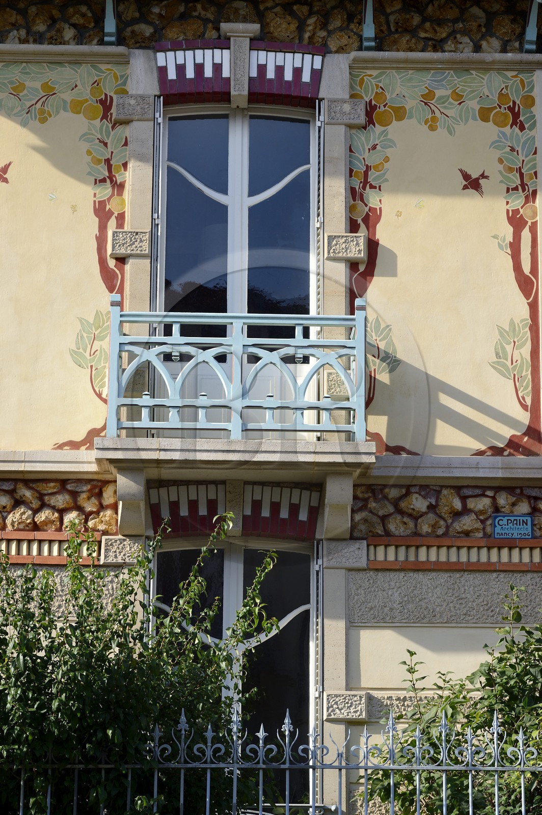 France, Meurthe-et-Moselle, Nancy, Rue Felix Faure, Art Nouveau subdivision house by architect Cesar Pain