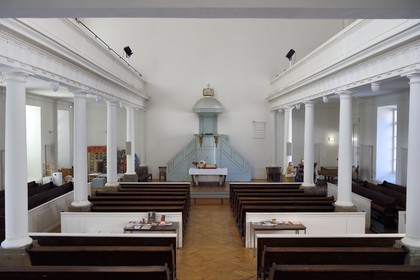 France, Bas-Rhin (67), Strasbourg, vieille ville classée au Patrimoine Mondial de l'UNESCO, église réformée du Bouclier (1791) de la communauté héritière de Jean Calvin