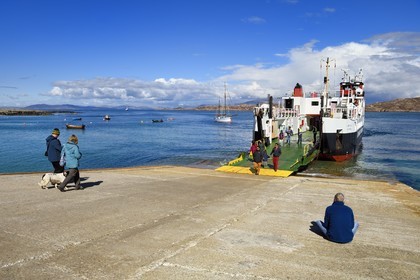 United Kingdom, Scotland, Highland, Inner Hebrides, departure from Iona Island of the ferry going to Fionnphort on the Isle of Mull