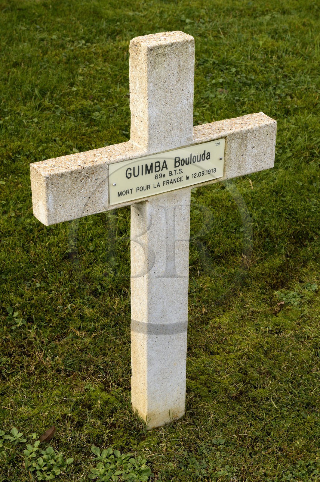 France, Meuse (55), Parc régional de Lorraine, Cotes de Meuse, Saint-Remy-la-Calonne, Nécropole nationale où repose l'écrivain Alain-Fournier, tombe d'un tirailleur sénégalais