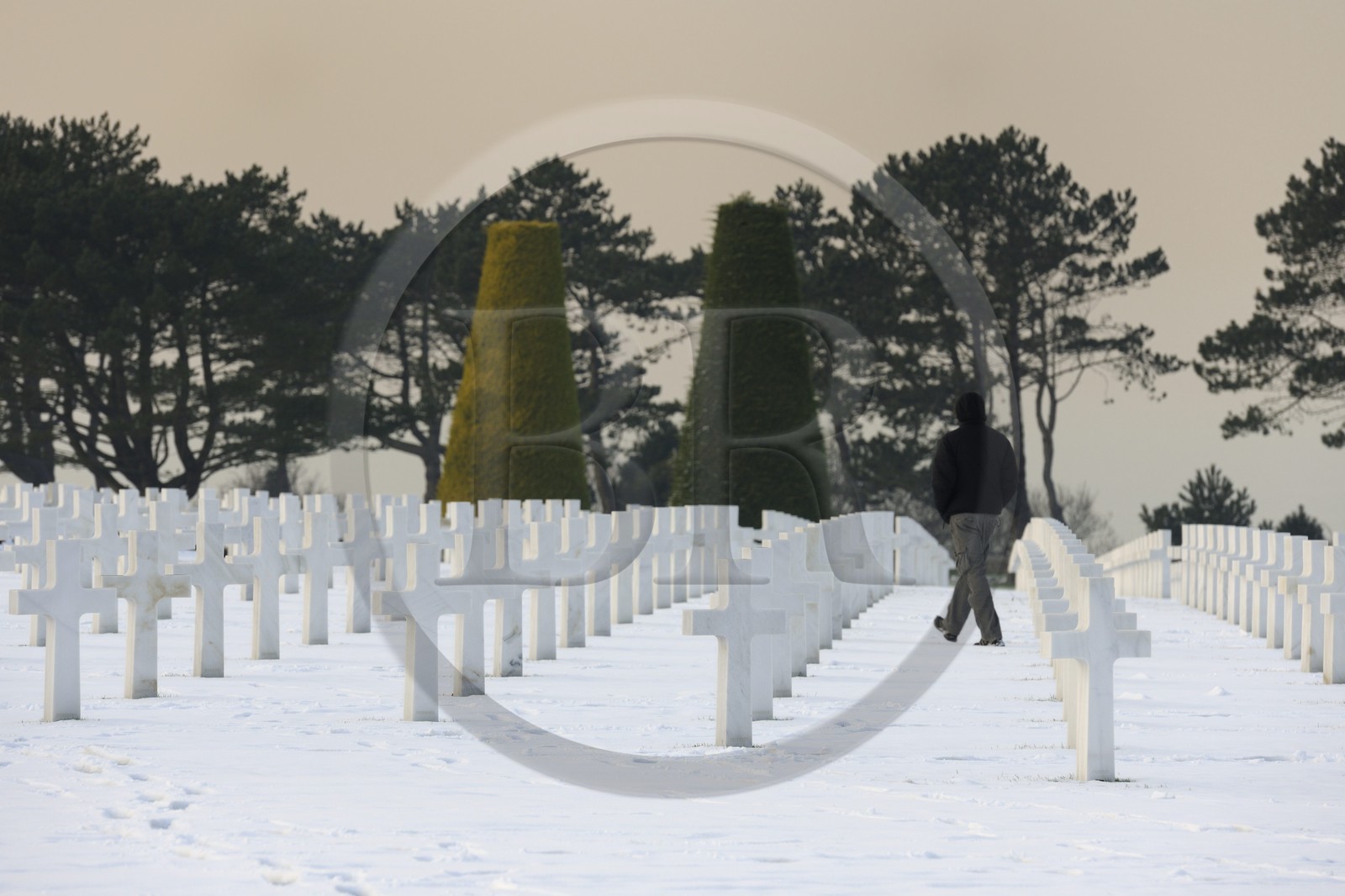 France, Calvados (14), Colleville-sur-Mer, plage du débarquement de Omaha Beach, cimetière américain