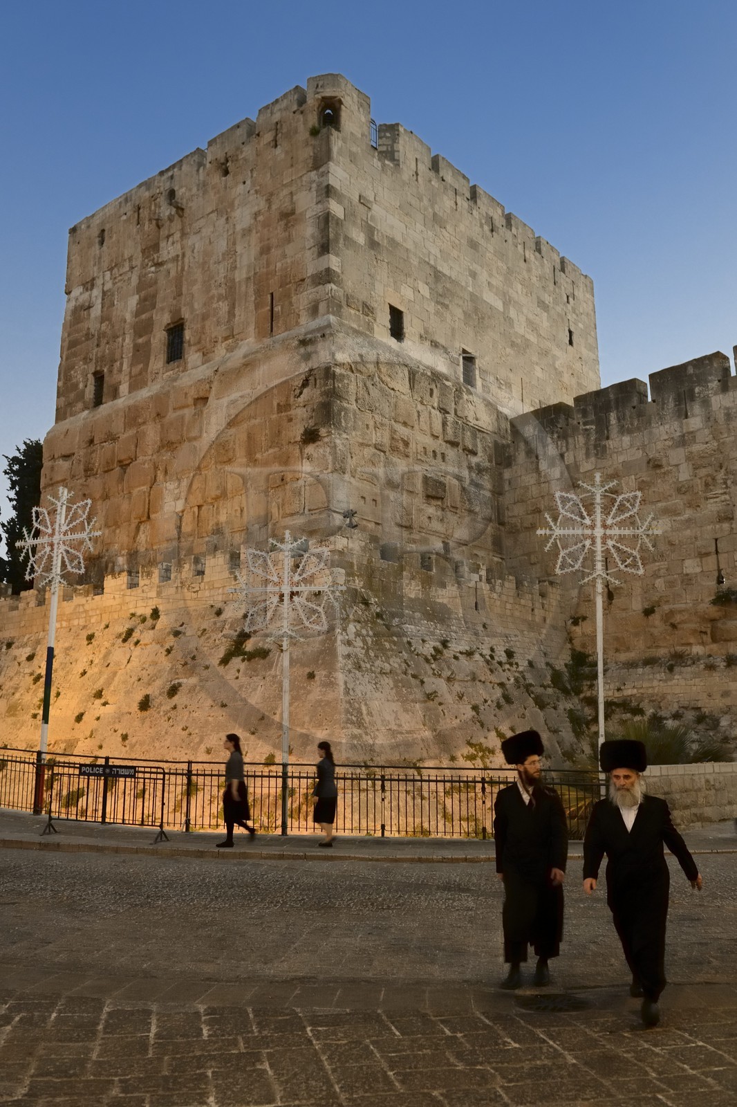 Israel, Jérusalem, ville sainte, vieille-ville classée Patrimoine Mondial de l'UNESCO, la citadelle édifiée près de la porte de Jaffa, la tour de Phasael dont la base date de la période hérodienne