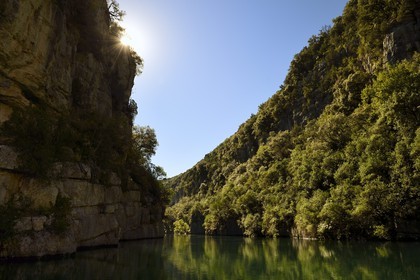 Var (83) rive gauche et Alpes-de-Haute-Provence (04) rive droite, Parc Naturel Régional du Verdon, Basses Gorges du Verdon en aval du lac de Sainte Croix, gorges de Baudinard