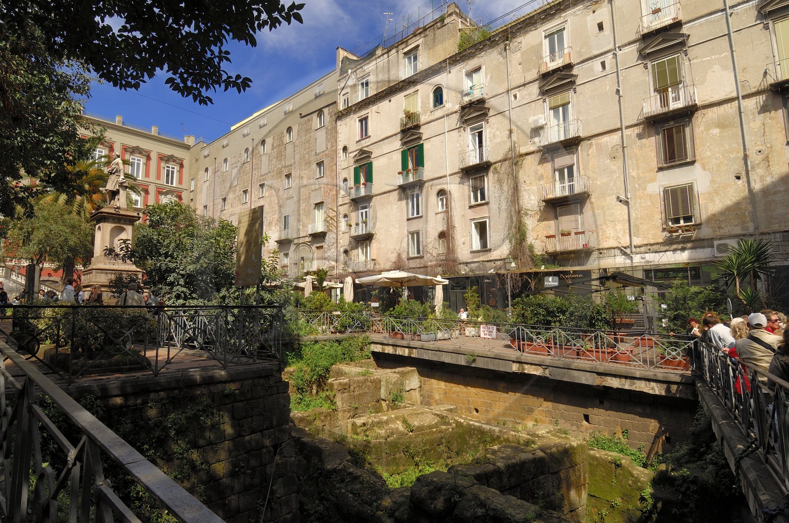 Italy, Campania, Naples, Historic center listed as World Heritage by UNESCO, Roman ruins on the decumano maggiore