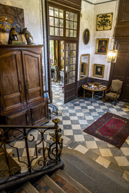 France, Ille et Vilaine, Cote d'Emeraude (Emerald Coast), Saint Malo, malouinière de la Chipaudière built by shipowner and privateer François-Auguste Magon de la Lande at the beginning of the 18th century, the main staircase