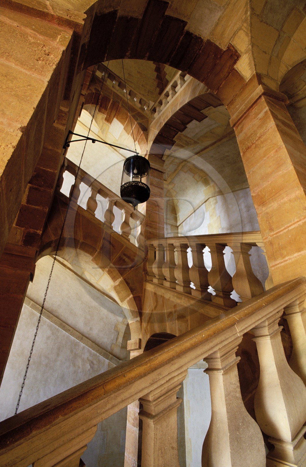 France, Saône-et-Loire (71), Mâconnais, château de Cormatin, escalier monumental à cage unique (1610)