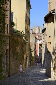 France, Rhône (69), Lyon, site historique classé Patrimoine Mondial de l'UNESCO, Vieux Lyon, quartier Saint-Georges, montée du Gourguillon