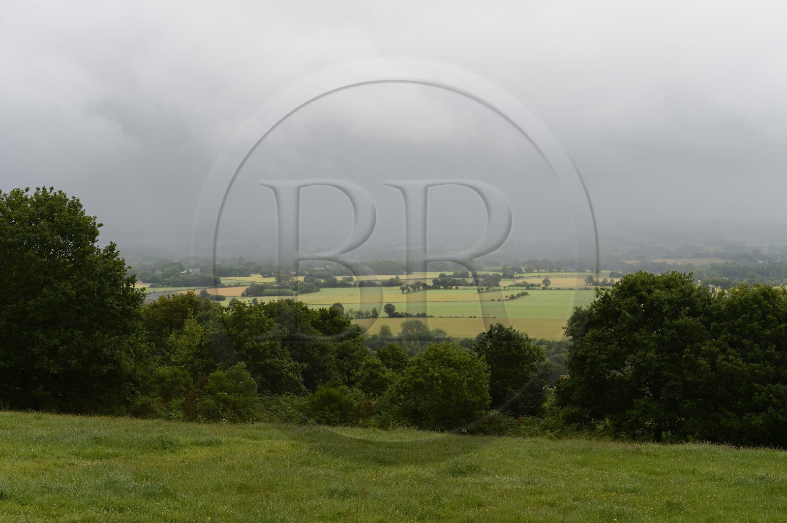 France, Côtes-d'Armor (22), point de vue sur le Trégor depuis le sommet du Menez Bré