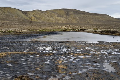 Azerbaijan, Gobustan, natural outcrop of oil