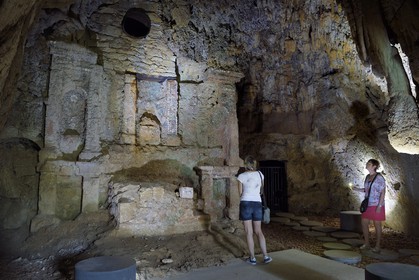 France, Var, Provence Verte, Barjols, troglodyte Convent of the Carmelites Dechaux, the chapel with shells