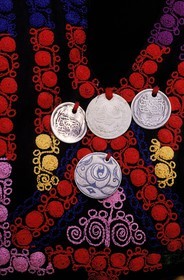 Jordan, Amman, Details of Palestinian ceremony dress