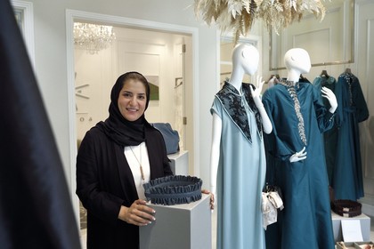 Sultanate of Oman, Muscat, Al-Athaiba district, haute couture boutique of Amal Al-Raisi, founder and fashion designer Amal Al-Raisi