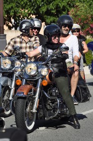 France, Var (83), Presqu'Ile de Saint-Tropez, Cogolin, défilé de Harley pour l'Eurofestival, plus gros rassemblement de Harley-Davidson d'Europe