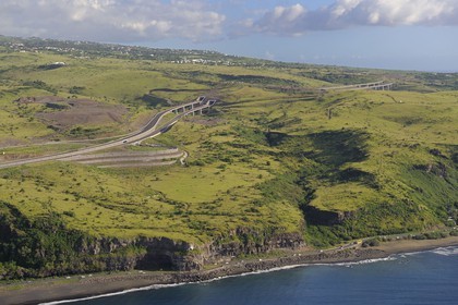 France, Reunion Island (French overseas department), Saint Paul, the four-lane road, Route des Tamarins (aerial view)