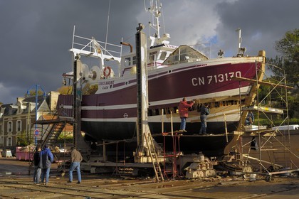 France, Calvados, Port en Bessin, the shipyard