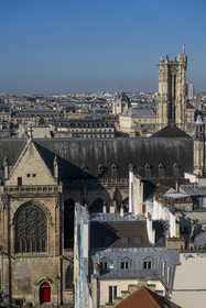 France, Paris, Les Halles Beaubourg district, the Saint-Jacques tower seen from the top floor of the Centre Pompidou (National Centre for Art and Culture Georges-Pompidou)