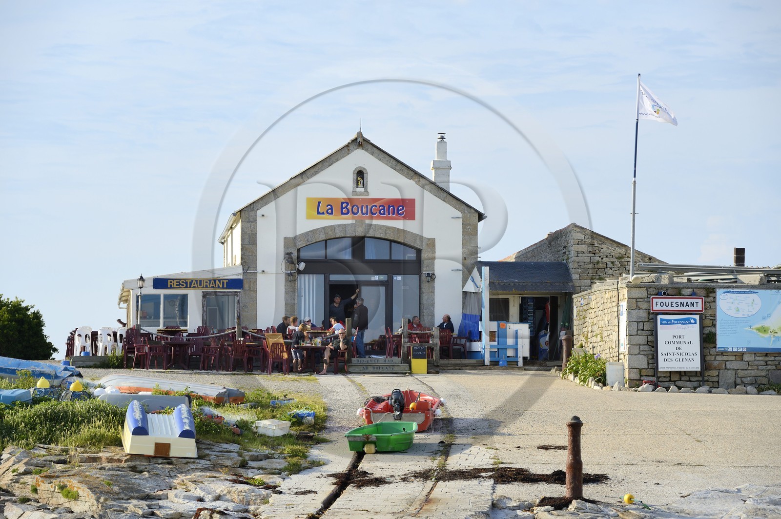 France, Finistère (29), La Foret Fouesnant, archipel des Glénan, Ile Saint-Nicolas, le restaurant La Boucane