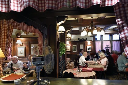 France, Bas Rhin, Strasbourg, old town listed as World Heritage by UNESCO, the winstub Chez Yvonne - S'Burjerstuewel in rue du Sanglier