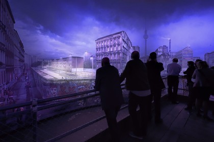 Germany, Berlin, the Asisi Panorama, daily routine on both sides of the Berlin Wall on an autumn day in the 1980s by artist Yadegar Asisi