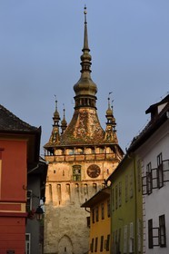 Roumanie, Transylvanie, Sighisoara, fait partie des sept villes fortifiées saxonnes de Transylvanie, classé Patrimoine Mondial de l'UNESCO, Turnul cu ceas (la tour de l'horloge) dans la citadelle