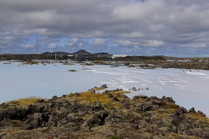 Iceland, Grindavik, the Blue Lagoon with waters rich in silica (Geothermal Plant)