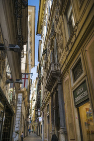 Italy, Liguria, Genoa, alley of the old historic center, via Luccoli