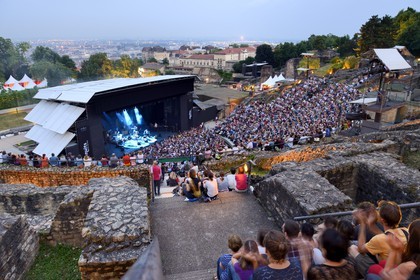 France, Rhône (69), Lyon, site historique classé Patrimoine Mondial de l'UNESCO, colline de Fourvière, théâtre romain, concert lors des Nuits de Fourvières