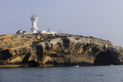 Morocco, Oriental Region, Ras Kebdana (also called Cabo de Agua), tower above the fishing harbour and marina