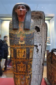 Royaume-Uni, Londres, quartier de Bloomsbury, le British Museum, Egypte ancienne, cercueil en bois peint du prophète de Montou Hor, 25ème dynastie, environ 700 ans av. J.-C., de Thèbes