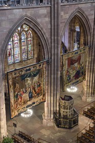 France, Bas Rhin, Strasbourg, old town listed as World Heritage by UNESCO, Notre Dame Cathedral, the Scenes from the Life of the Virgin made at the request of Richelieu are a series of fourteen tapestries hung in the nave during the Advent period