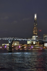 United Kingdom, London, the Millenium Bridge, Southwark Bridge and The Shard, the tallest tower in London in the background by Renzo Piano