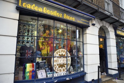 Royaume-Uni, Londres, Cité de Westminster, quartier de Marylebone, London Beatles Store au 231-233 Baker St