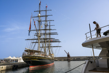 France, Alpes-Maritimes, Nice, listed as World Heritage by UNESCO, the old port or port Lympia, the old rig Stad Amsterdam in stopover