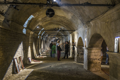 France, Bouches du Rhone, Arles, Cryptoporticus galleries, foundations of the Roman Forum (1st century BC), listed as World heritage by UNESCO, preparation of the exhibition and interview with Sophie Calle