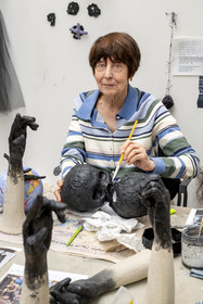 France, Hauts de Seine, Malakoff, the artist Annette Messager in her studio