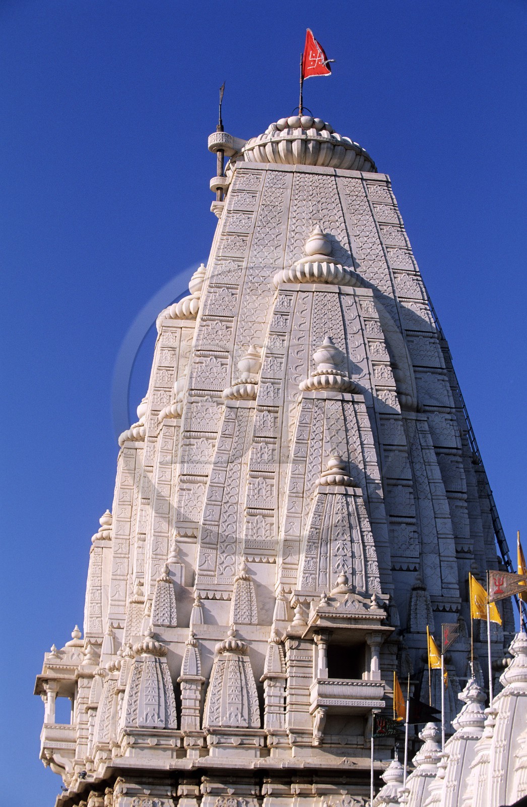 Inde, état du Rajasthan, ville de Jhunjhunu, temple de Rani Sati, Shikhara (tour) du sanctuaire