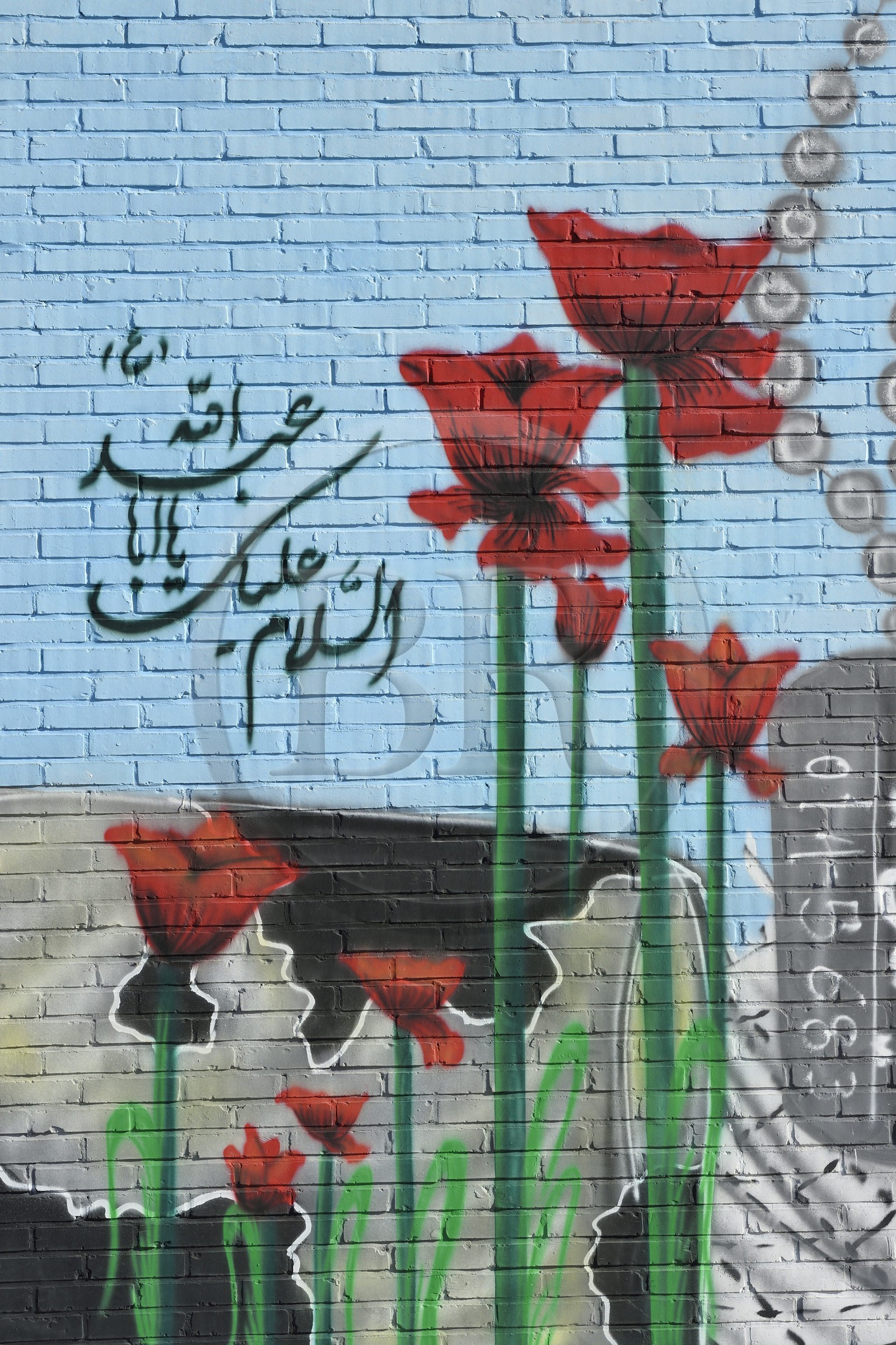 Iran, Province de Yazd, désert du Dasht-e Kavir, Moghestan, peinture murale