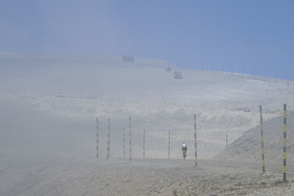 France, Vaucluse, Parc Naturel Regional du Mont Ventoux, Bedoin, bike ascent of Mont Ventoux by the D974 road on the southern slope towards the summit