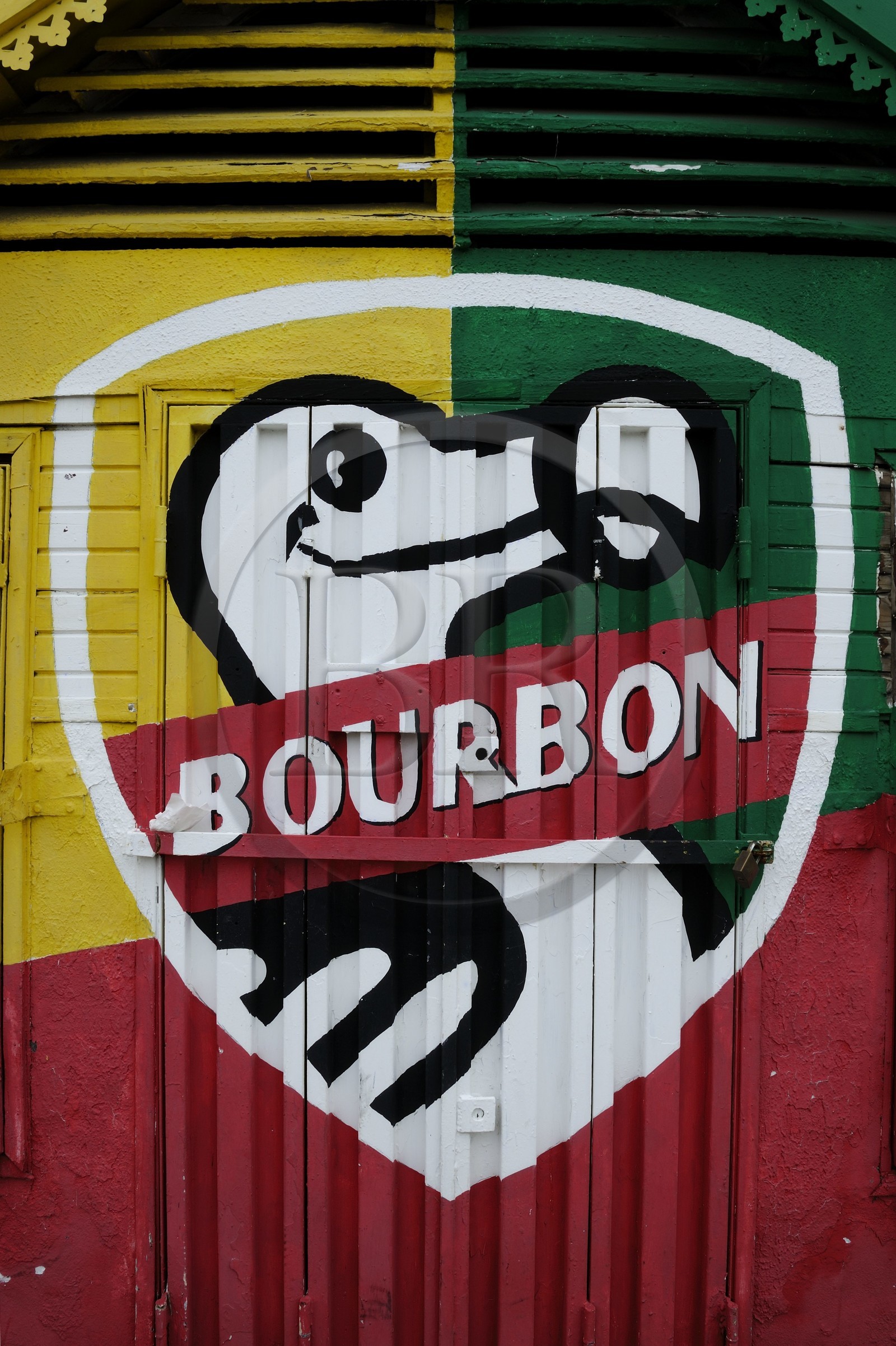 France, Ile de la Reunion, Saint-Gilles-Les-Bains, peinture murale publicitaire pour la bière Bourbon aussi appelée Dodo France, Ile de la Reunion, Saint-Gilles-Les-Bains, peinture murale publicitaire pour la bière Bourbon aussi appelée Dodo
