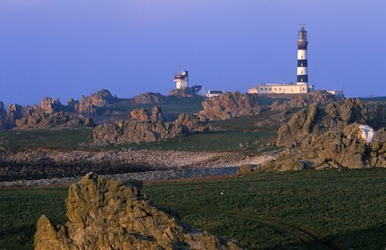 France, Finistere, Ouessant island, Creac'h lighthouse from Pern point