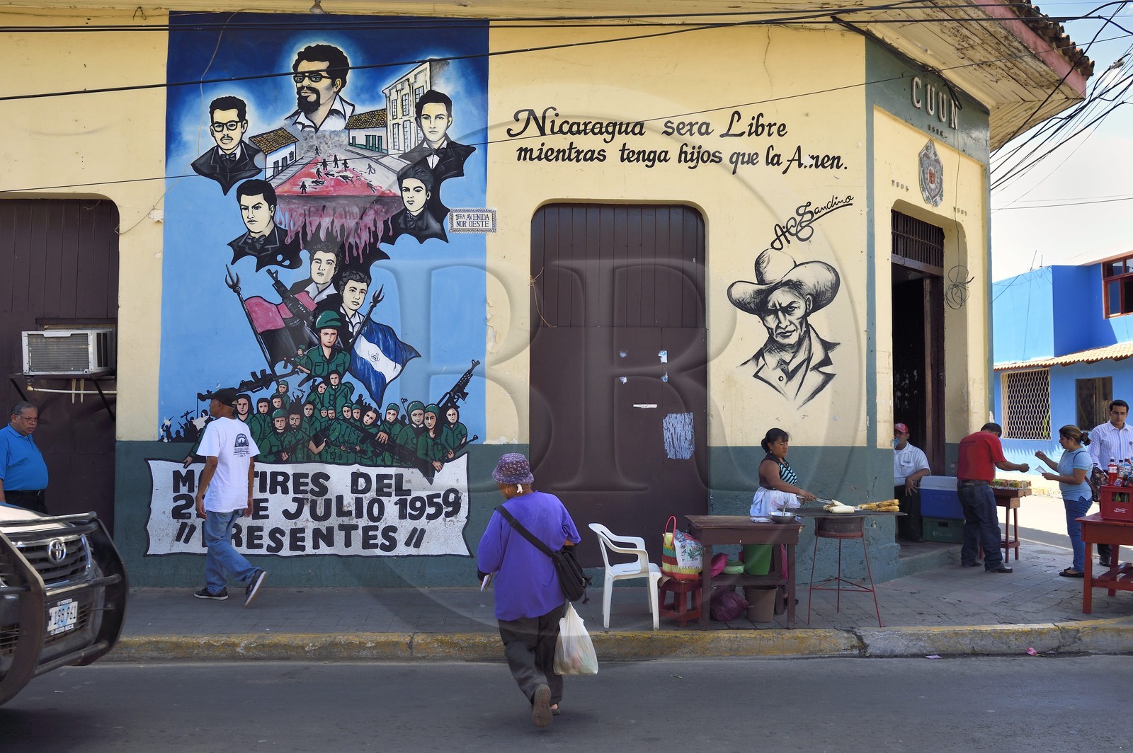 Nicaragua, Leon, fresques murales de la révolution sandiniste, citation du général Augusto César Sandino