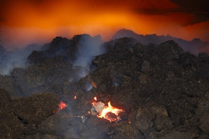 United Kingdom, Scotland, Orkney Islands, Kirkwall,  Highland Park whisky distillery, peat fire