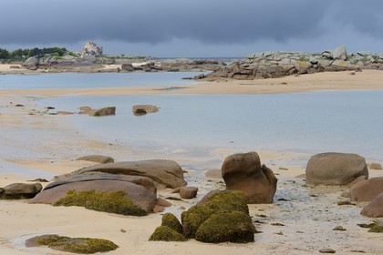 France, Cotes-d'Armor, Cote de Granit Rose (the Pink Granite coast), Tregastel, Renote island