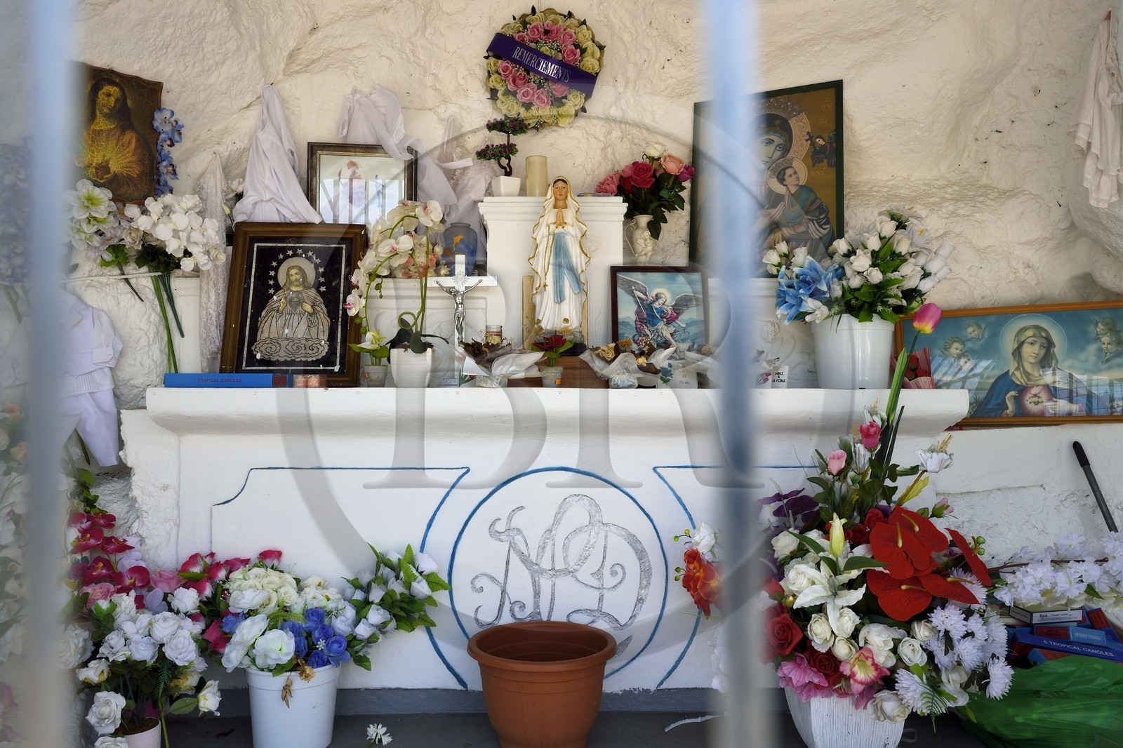 France, Ile de la Reunion, ville de Saint-Pierre, oratoire dédié à la Vierge-Marie appelé la Grotte de Lourdes rue Gabriel-Dejean