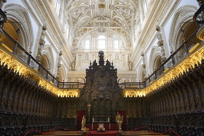 Spain, Andalusia, Cordoba, historical center listed as World Heritage by UNESCO, Mezquita, the cathedral part appears to be embedded in the center of the former mosque, the stalles in the choir