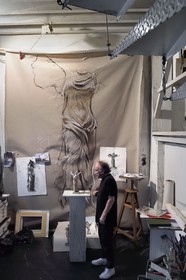 France, Ivry sur Seine, the artist Ernest Pignon-Ernest in his studio