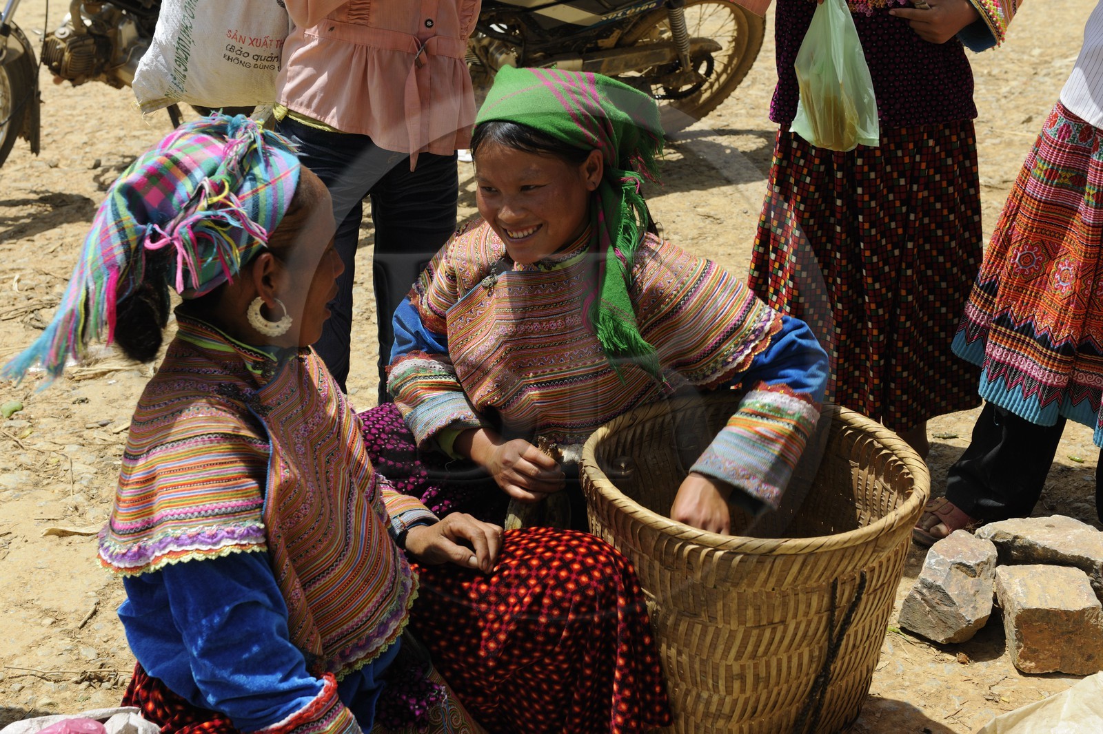 Vietnam, province de Lao Cai, région de Bac Ha, marché de Can Cau, femmes de la minorité Hmong Fleur
