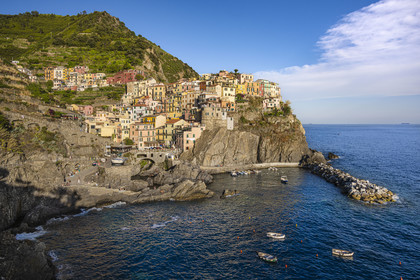 Italy, Liguria, Cinque Terre National Park listed as World Heritage by UNESCO, village of Manarola and its harbour