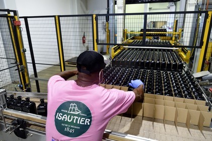 France, Reunion island (French overseas department), Saint Pierre, estate of the Isautier distillery, bottling plant and labeling