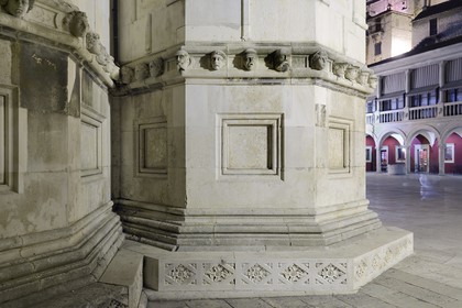 Croatia, Dalmatia, Dalmatian Coast, Sibenik, Saint James Cathedral listed as World Heritage by UNESCO, portraits's frieze